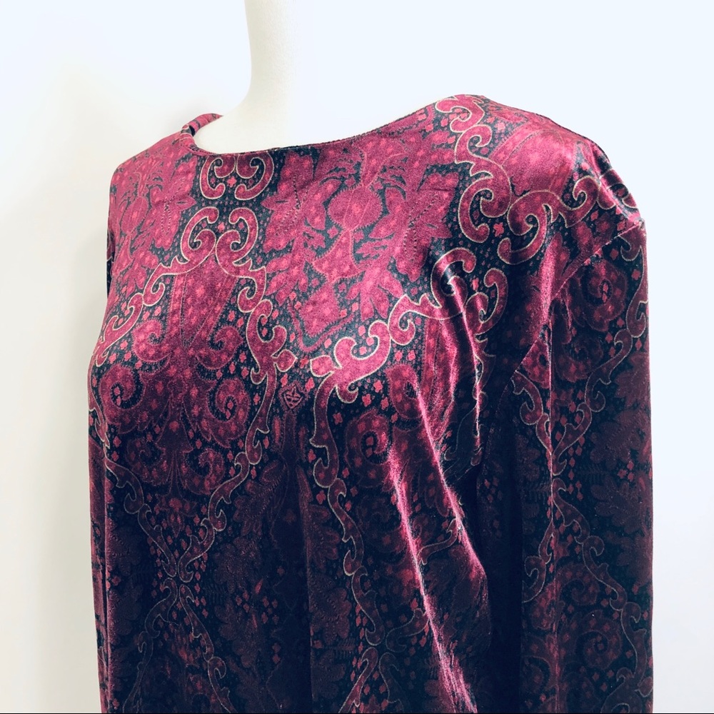Boho Paisley Velvet Tunic Top M - Picture 2 of 8